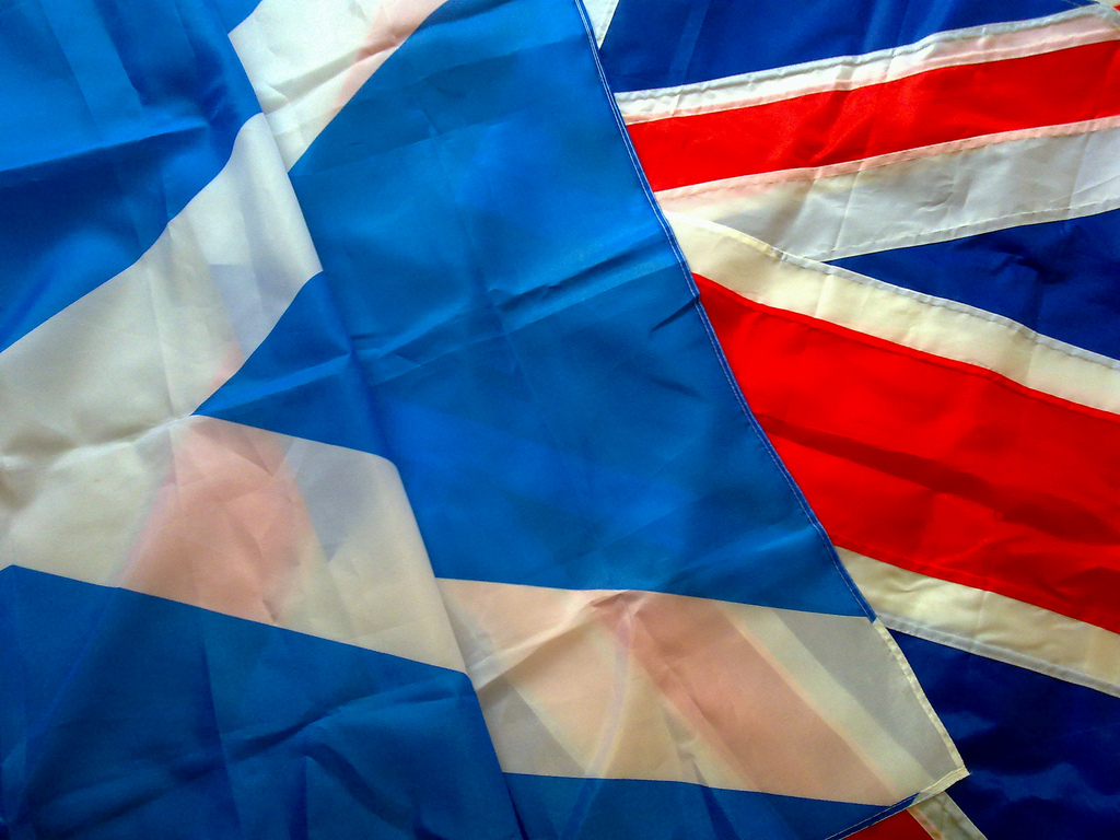 Scottish and British flags
