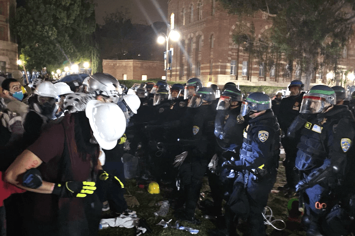Clashes between protestors and LAPD Image fair use