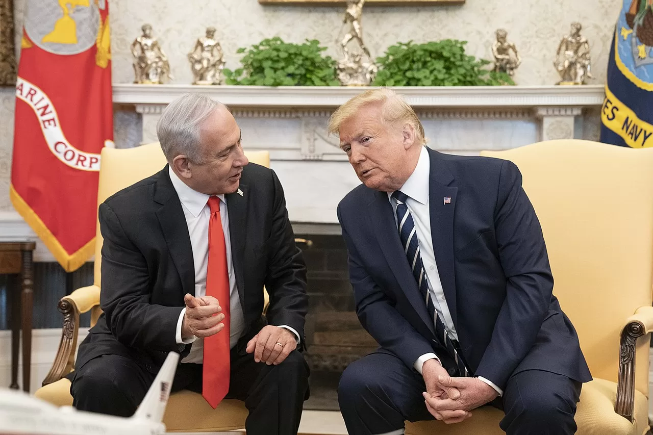 Trump netanyahu speaking image public domain