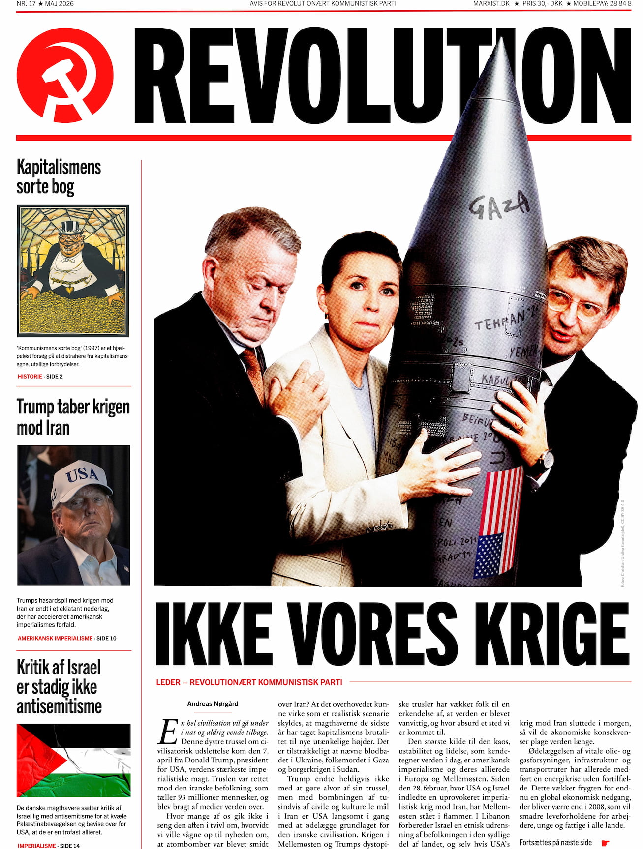 Revolution 17 forside ikke vores krige maj